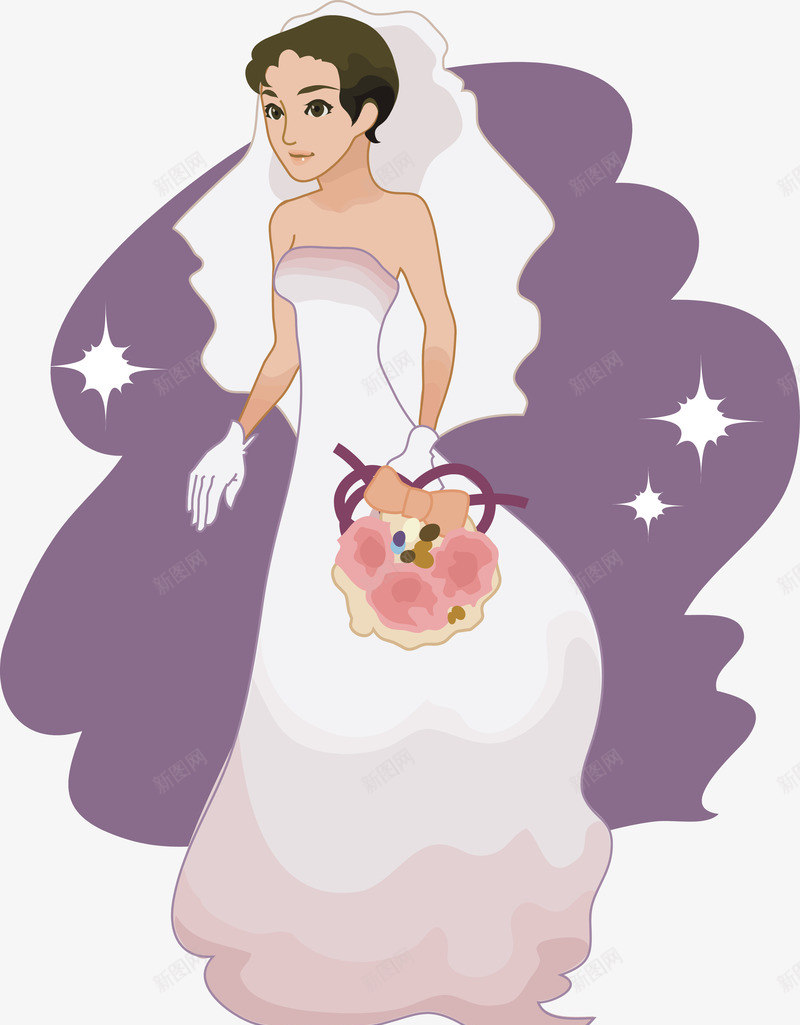 穿着婚纱的美丽新娘png免抠素材_新图网 https://ixintu.com 婚纱 捧花 新娘 祝福 穿 结婚 美丽