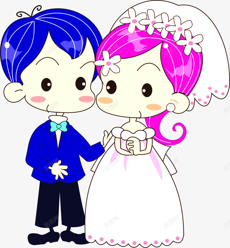 卡通结婚夫妻婚礼png免抠素材_新图网 https://ixintu.com 卡通 夫妻 婚礼 结婚