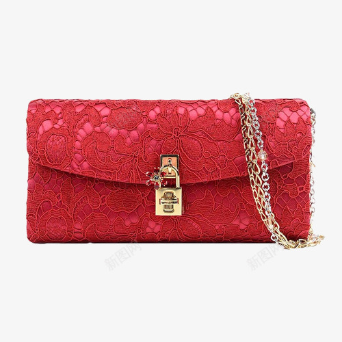 杜嘉班纳女士织物单肩包png免抠素材_新图网 https://ixintu.com DolceampGabbana 产品实物 手拿包 红色女包 蕾丝纹理