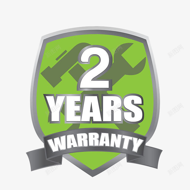 绿色盾牌2年质保标志png免抠素材_新图网 https://ixintu.com 2年质保 售后 工具 徽章 扳手 盾牌 维修 绿色 质保 金属 锤子