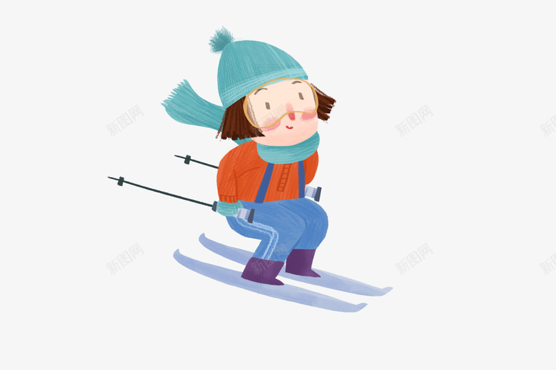 手绘滑雪人物图png免抠素材_新图网 https://ixintu.com 下雪运动 人物 冬季 卡通女孩 小人 手绘元素 滑雪 滑雪橇
