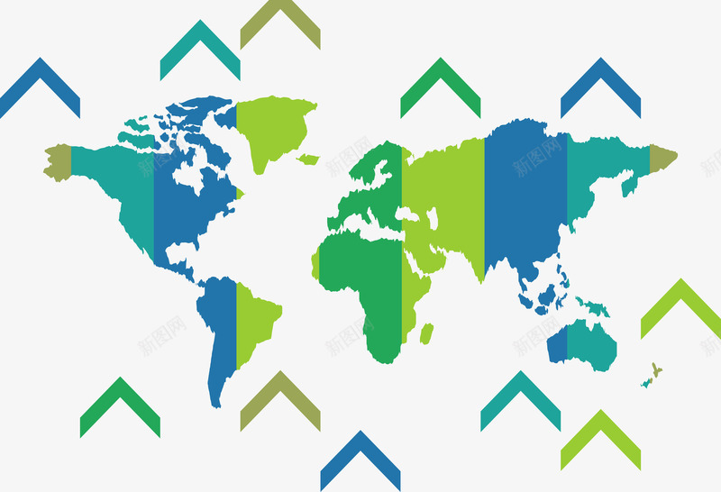 分色块世界地图矢量图ai免抠素材_新图网 https://ixintu.com 世界地图 地图 平面地图 科技 科技感地图 箭头 色块 矢量图