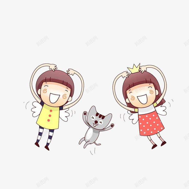 卡通比爱心的的男孩女孩psd免抠素材_新图网 https://ixintu.com 卡通小猫 卡通情侣 卡通插画 幸福笑颜 比爱心 爱你 爱的手势