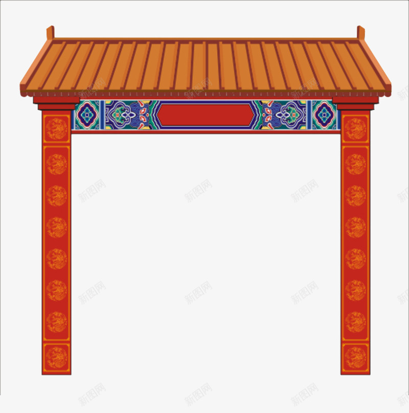 古建屋檐png免抠素材_新图网 https://ixintu.com 中国风 古建 古建横梁 古建筑 屋檐 屋檐插画 彩绘 横梁 瓦片 设计