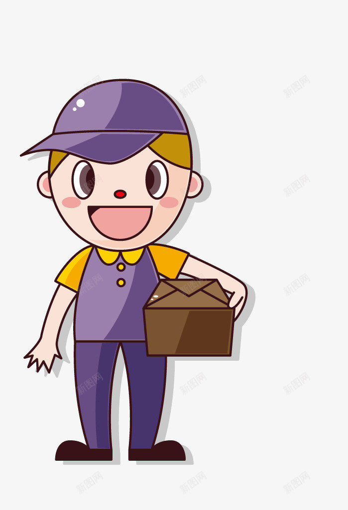卡通人物快递员png免抠素材_新图网 https://ixintu.com 卡通人物 快递小哥 手绘人物 送快递