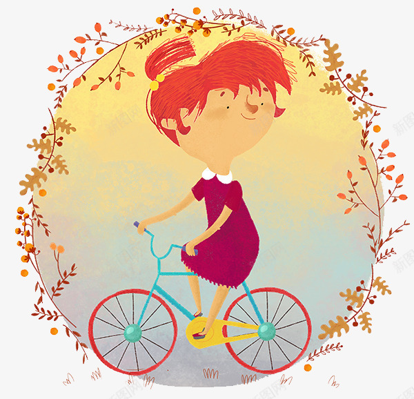可爱女孩秋日标签png免抠素材_新图网 https://ixintu.com 创意设计 卡通卡片 手绘插画 秋日小镇