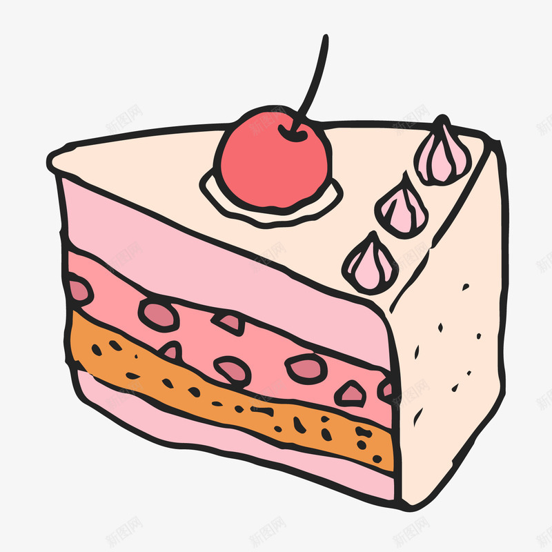 彩色手绘蛋糕食物元素矢量图ai免抠素材_新图网 https://ixintu.com 创意 卡通插画 彩色 手绘 樱桃 水果 纹理 美食 蛋糕 食物 矢量图