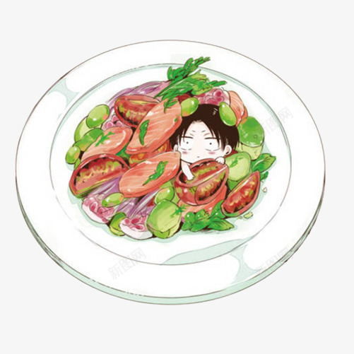 青椒炒肉手绘画片png免抠素材_新图网 https://ixintu.com 白盘子 肉片 趣味绘画 辣椒 青椒