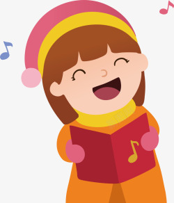 学唱歌的小女孩文艺表演人物矢量图素材