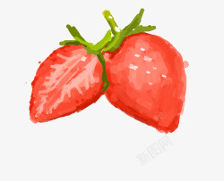 手绘水彩水果插画新鲜草莓插图素材