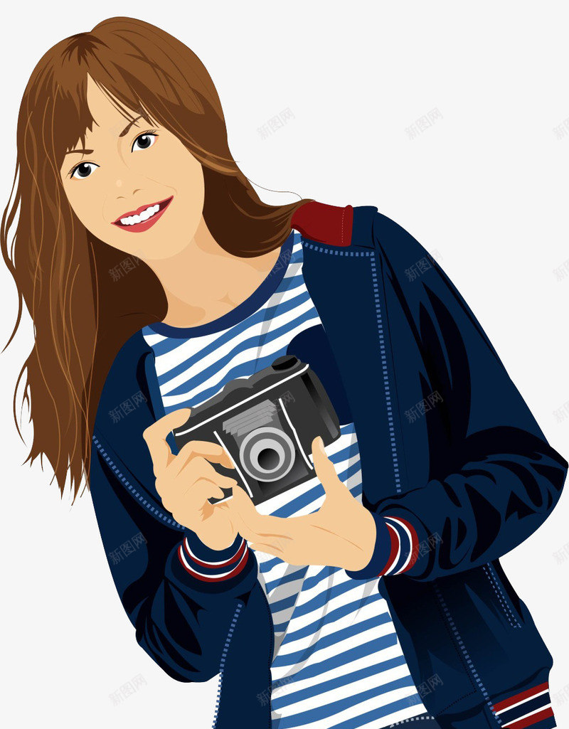 卡通手绘摄影爱好者女孩png免抠素材_新图网 https://ixintu.com 休闲女孩 卡通女孩 照相机 爱好拍照