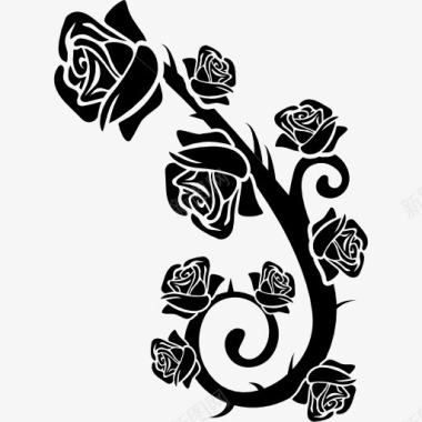 玫瑰花枝装饰图标图标