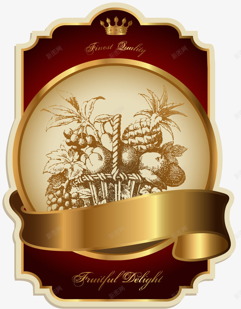 金色欧式卡片贺卡英文祝贺皇png_新图网 https://ixintu.com 欧式卡片 水果 祝贺 红色标签 英文 贺卡 金色