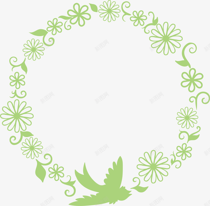小鸟花边png免抠素材_新图网 https://ixintu.com 动物 卡通花圈 圣诞花环 欧式花环 玫瑰花环 花环 装饰 设计