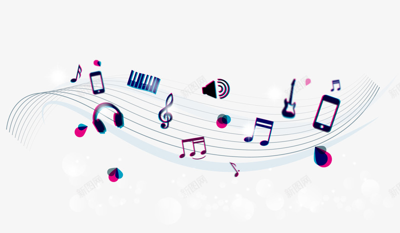 动感音乐符号矢量图ai免抠素材_新图网 https://ixintu.com 动感 吉他 手机 符号 音乐 音符 矢量图