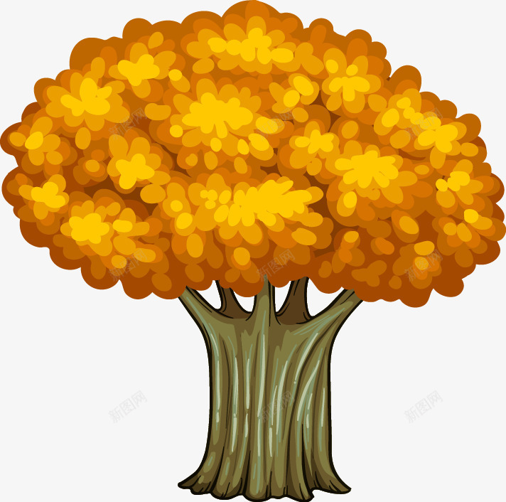 手绘秋天的大树png免抠素材_新图网 https://ixintu.com 大树 手绘 树木 植物