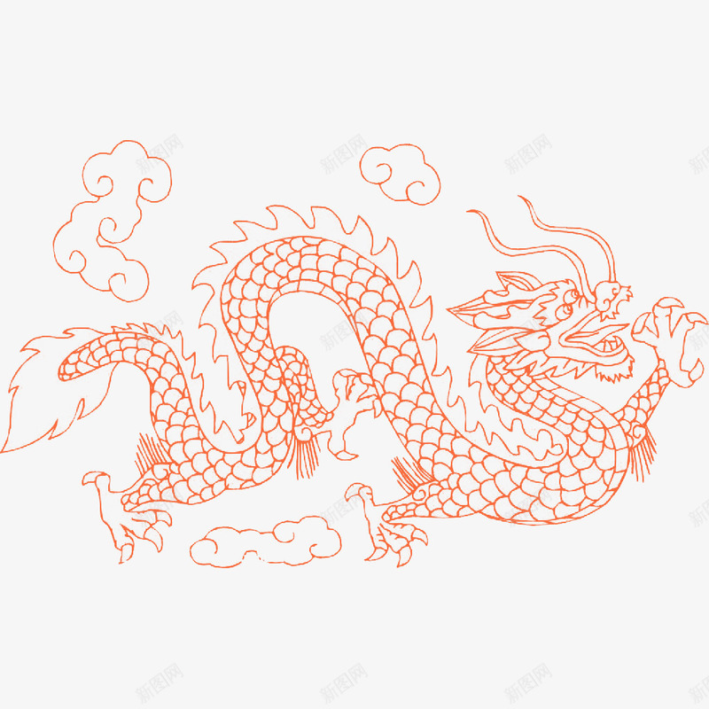 中国风橙色祥云纹和龙简笔画png免抠素材_新图网 https://ixintu.com 中国风 云 云朵 云简笔画 如意纹 祥云 祥云纹 简笔画 龙