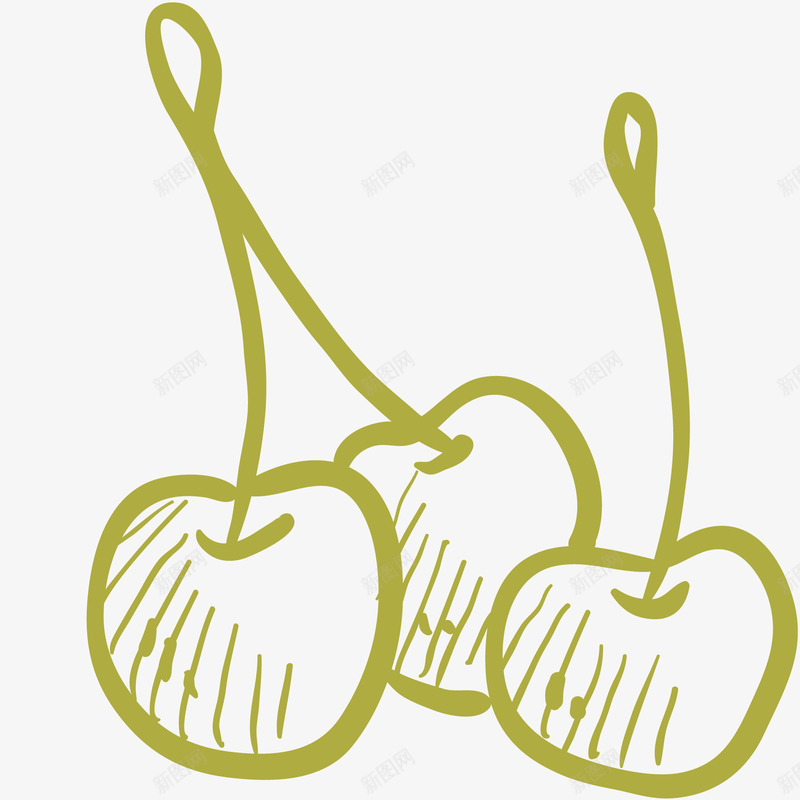手绘樱桃装饰线条插画矢量图ai免抠素材_新图网 https://ixintu.com 手绘 樱桃 水果 线条插画 装饰图案 矢量图