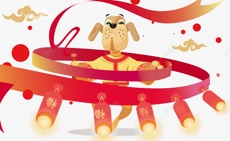 2018狗年春节卡通年画png免抠素材_新图网 https://ixintu.com 2018 元旦 卡通狗 吉祥狗年 年画 戊戌年 狗 狗年 狗年吉祥物 狗年大吉 狗年广告 狗年旺旺