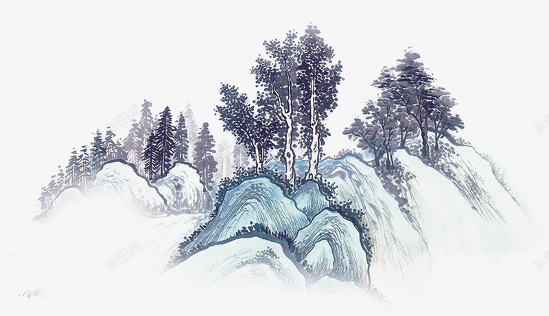 古风墨迹水墨水墨画png免抠素材_新图网 https://ixintu.com 古风墨迹素材水墨图片素材 山 树 水墨画