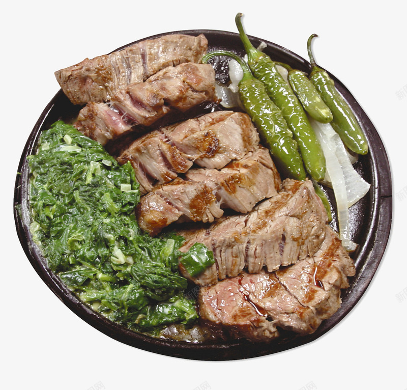 盘子里的烤肉png免抠素材_新图网 https://ixintu.com 川菜 猪肉 美食 辣味 青辣椒 香菜