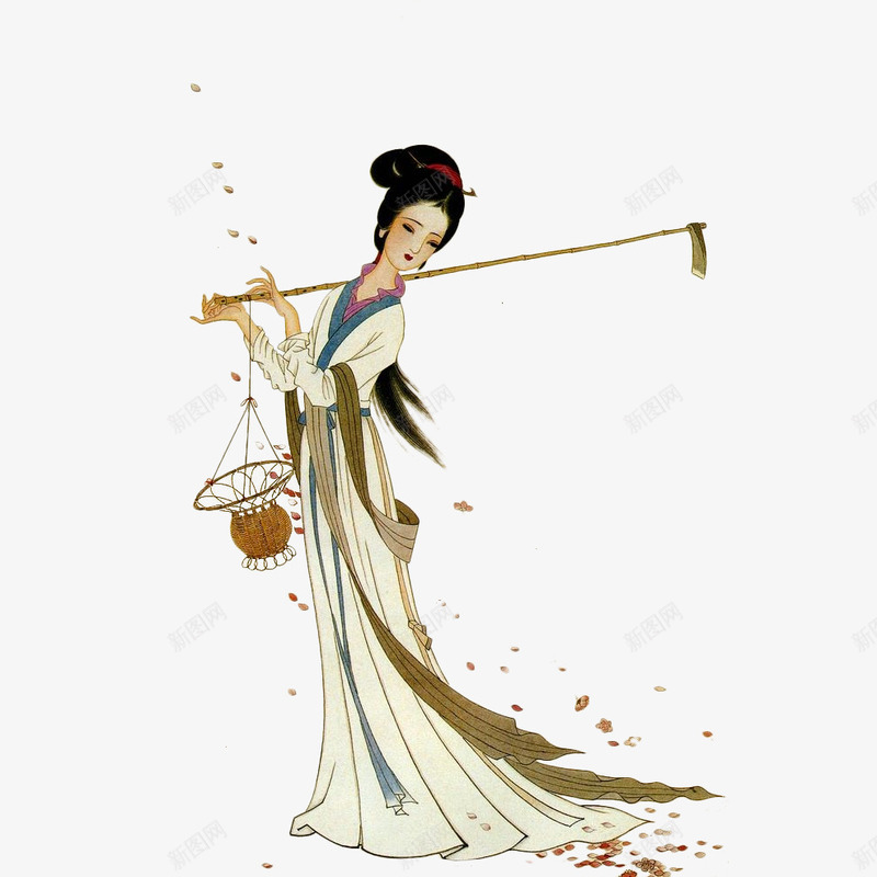 红楼梦插画人物黛玉葬花png免抠素材_新图网 https://ixintu.com 古典 手绘 插画 曹雪芹 林黛玉 红楼梦 红楼梦服饰 美女 葬花