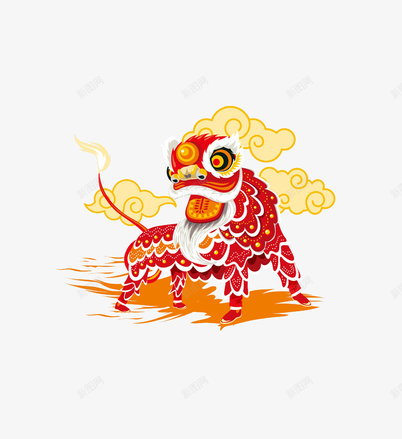 红色中国风麒麟png免抠素材_新图网 https://ixintu.com 中国风 动漫麒麟兽 新年 新春 春节 瑞兽 祥云 祥瑞麒麟 红色 麒麟
