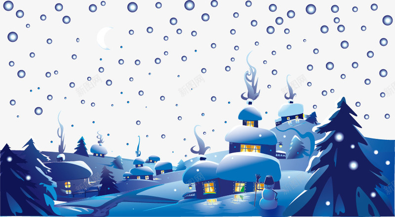 下雪的深夜矢量图eps免抠素材_新图网 https://ixintu.com 夜晚 大雪 温暖 雪花 矢量图