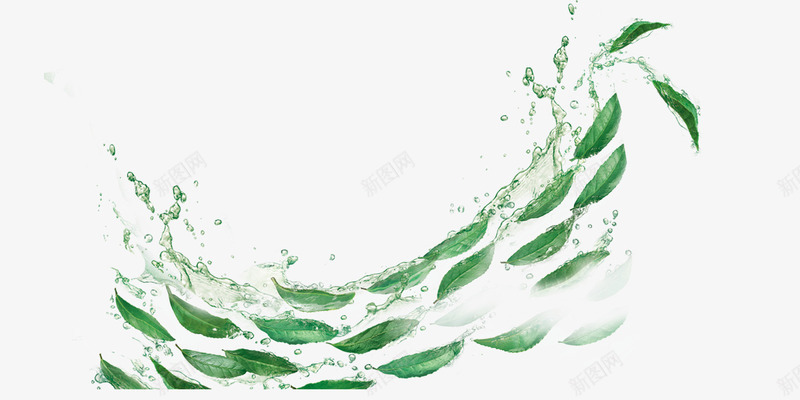 流动的水png免抠素材_新图网 https://ixintu.com 卡通 柳叶 梦幻 水花 清新