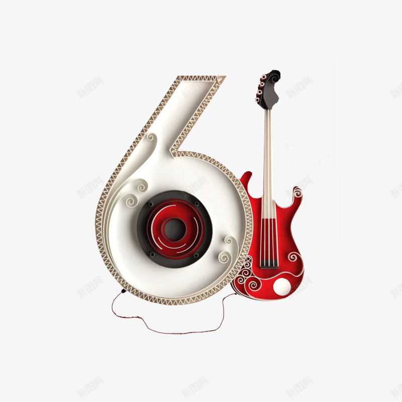 数字吉他音乐png免抠素材_新图网 https://ixintu.com 6与吉他的结合 异构 纸质的线构成