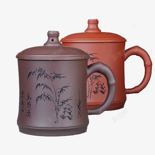 两色紫砂杯png免抠素材_新图网 https://ixintu.com 两色 产品实物 家居用品 紫砂杯 茶杯