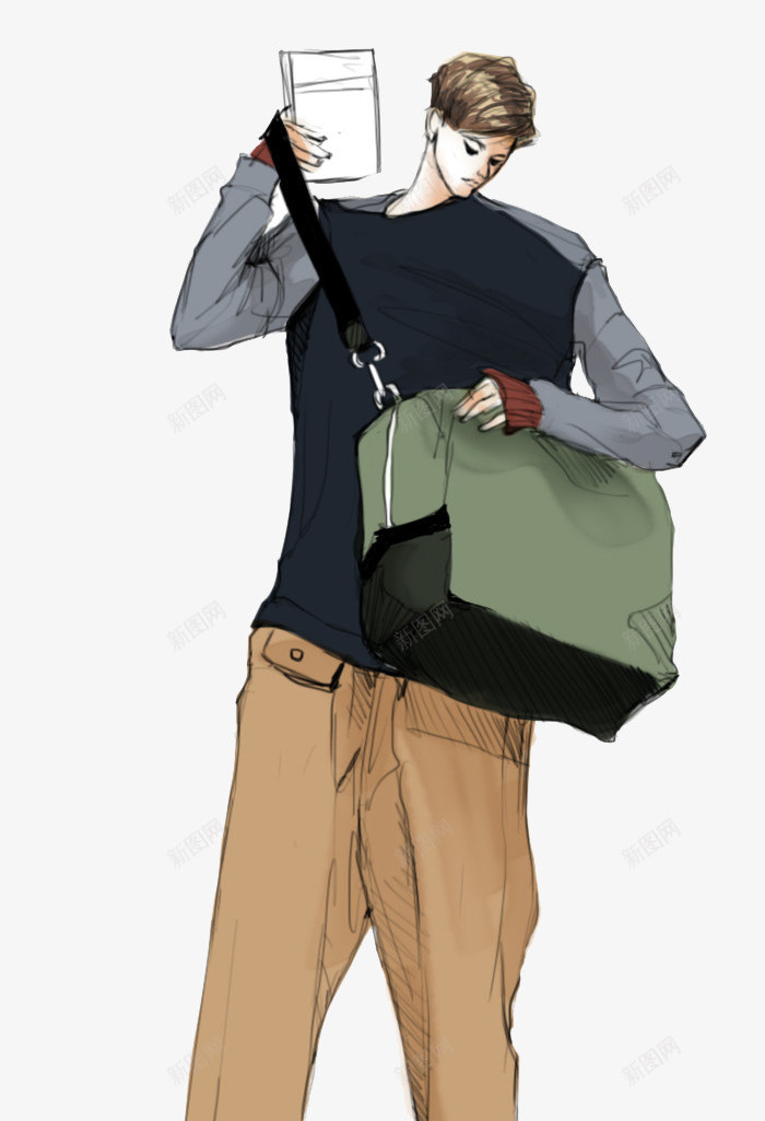 休闲男式时装男孩插画png免抠素材_新图网 https://ixintu.com 休闲服装设计 时装插画 男孩插画