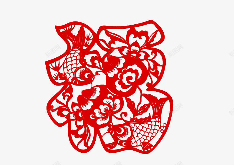 剪纸福字新年祝福png免抠素材_新图网 https://ixintu.com 剪纸 新年 祝福 福字