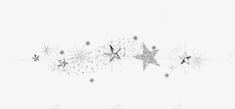 雪花和星星png免抠素材_新图网 https://ixintu.com 卡通 小星星 灰色 雪花