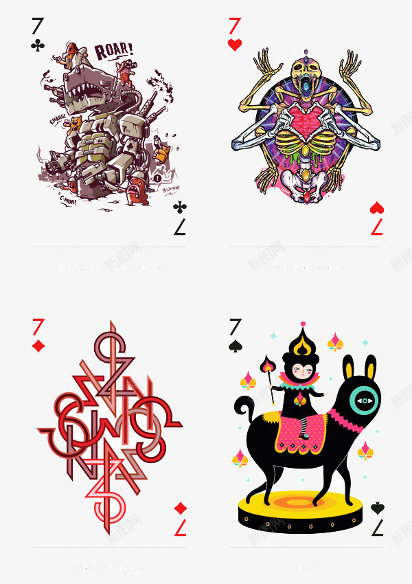 创意扑克牌7视觉png免抠素材_新图网 https://ixintu.com 创意 扑克牌 方块7 梅花7 红桃7 视觉 设计 黑桃7