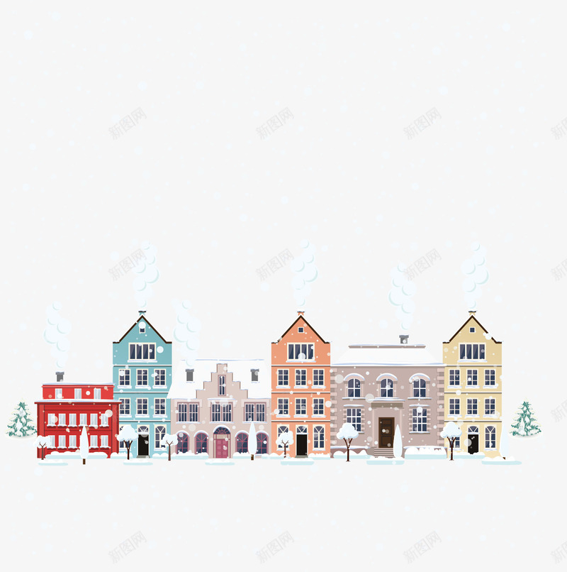 远景雪后房子图矢量图ai免抠素材_新图网 https://ixintu.com 下雪的房顶 创意 卡通 房子 手绘商务 白色 简约 雪景 矢量图