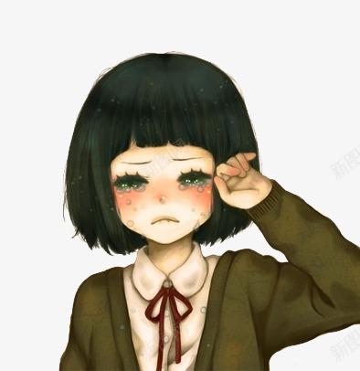委屈的小女孩png免抠素材_新图网 https://ixintu.com 卡通人物 委屈的表情 流泪