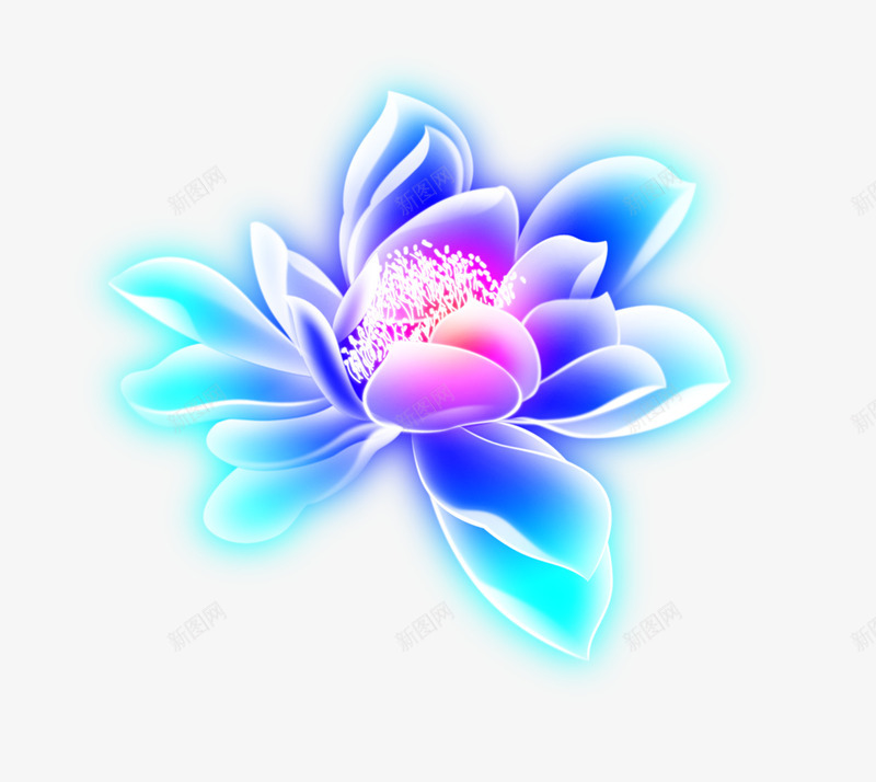 蓝色国画png免抠素材_新图网 https://ixintu.com 国画 牡丹 蓝色