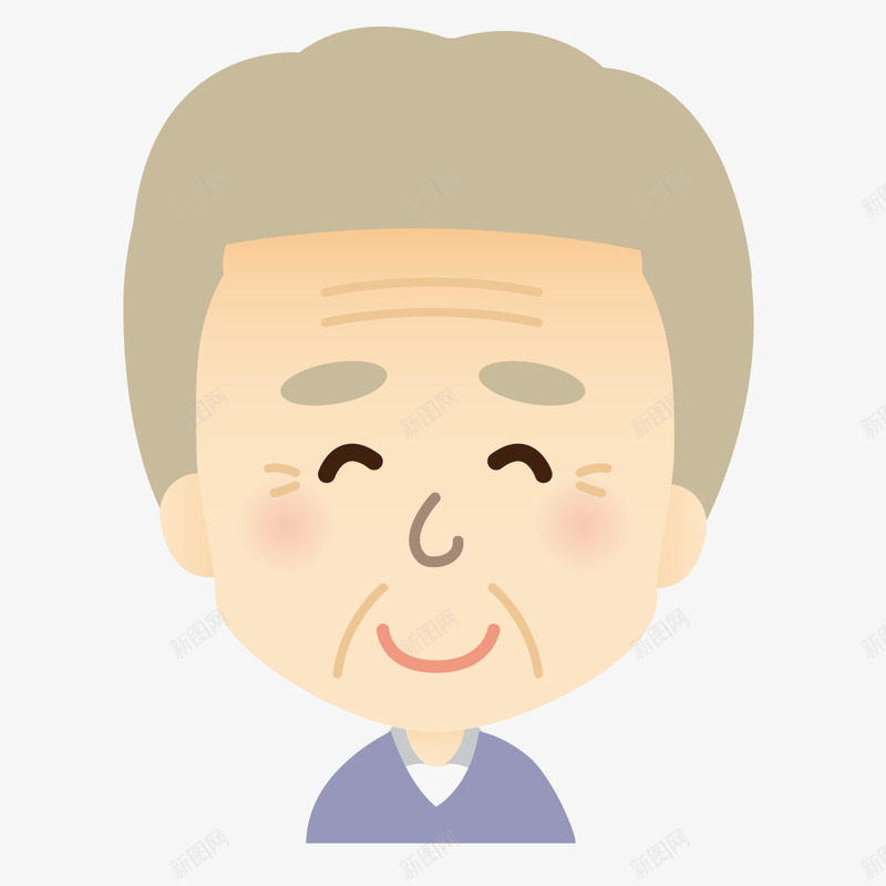 微笑的老人卡通图png免抠素材_新图网 https://ixintu.com 人物 卡通 微笑的 简图 老人 老年人 表情