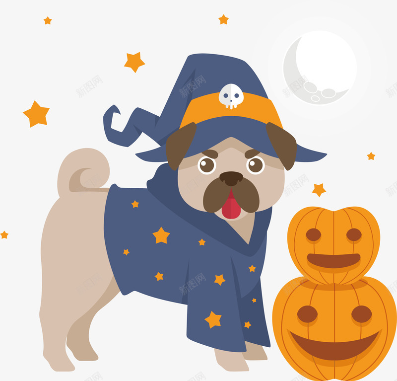 万圣节宠物狗png免抠素材_新图网 https://ixintu.com happyhallowee happyhalloween 万圣节 万圣节派对 万圣节狗狗 女巫狗狗 矢量png