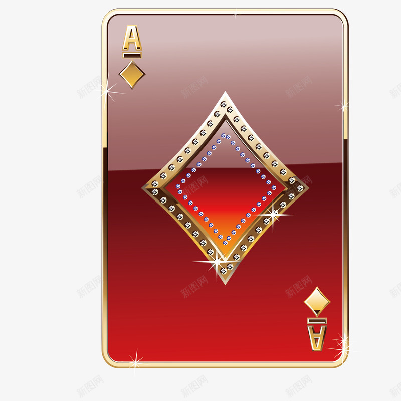 精美扑克牌矢量图eps免抠素材_新图网 https://ixintu.com 方块 红色 金属边框 矢量图