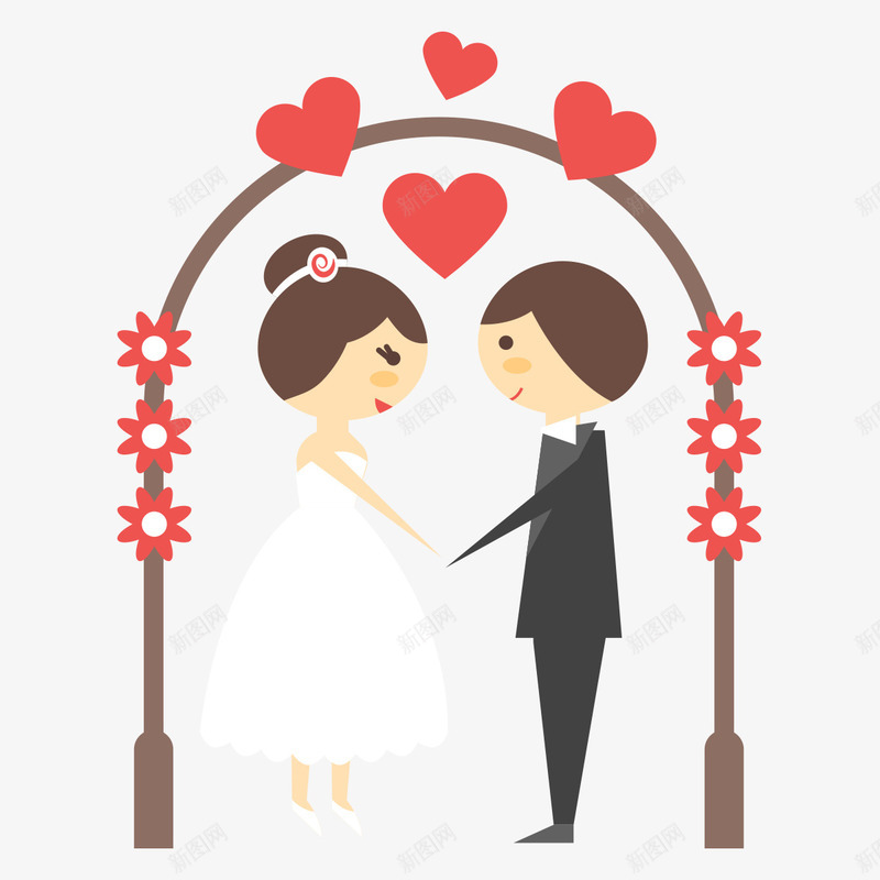 卡通婚礼png免抠素材_新图网 https://ixintu.com 卡通 卡通人物 卡通婚礼 卡通表情 手绘 插画 爱心 结婚 表情包