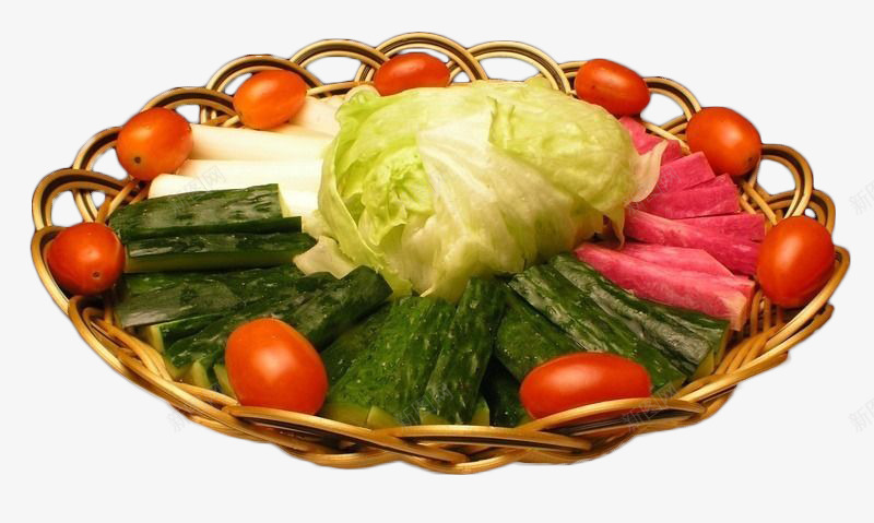 装饰篮子里的黄瓜萝卜png免抠素材_新图网 https://ixintu.com 圣女果 素食 蔬菜 装饰 食物 黄瓜