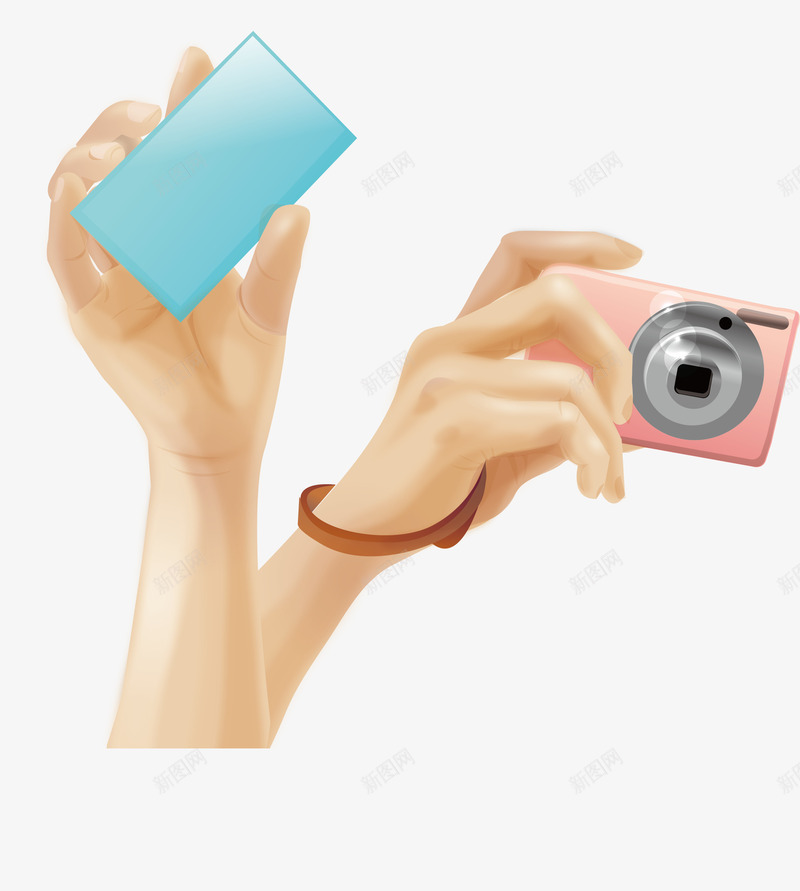 手持卡片拍照矢量图ai免抠素材_新图网 https://ixintu.com 手持卡片 手绘 拍照 白色卡片 矢量图