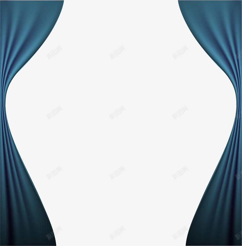 手绘蓝色窗帘png免抠素材_新图网 https://ixintu.com 家居 手绘 蓝色窗帘