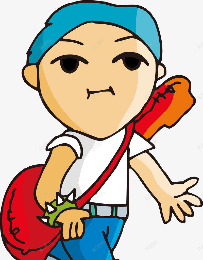 手绘卡通小男孩背吉他矢量图eps免抠素材_新图网 https://ixintu.com 人物 卡通 吉他 小男孩 手绘 手绘卡通人物 手绘卡通小男孩背吉他 玩音乐 矢量图