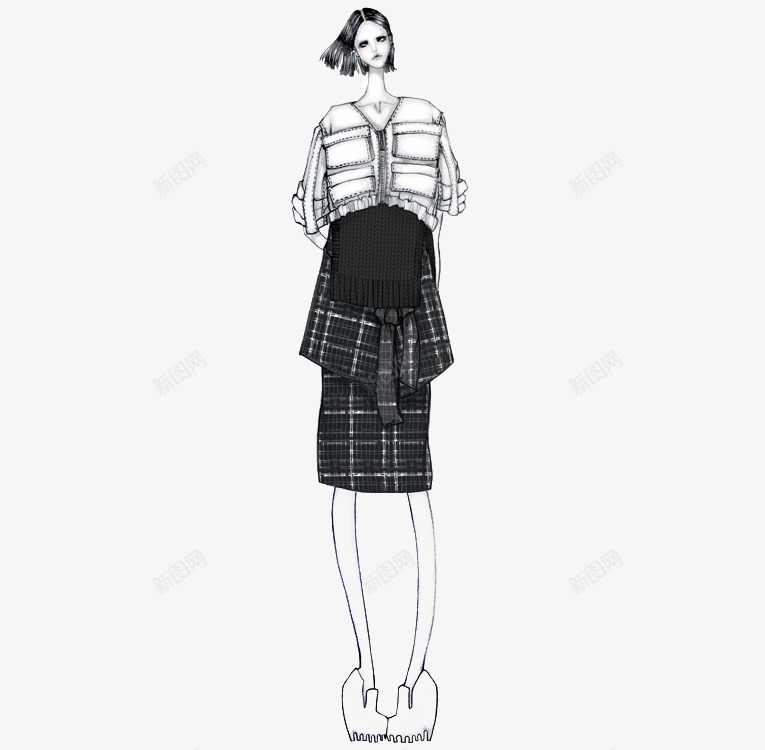 短发女生白色外套搭配格子连衣裙png免抠素材_新图网 https://ixintu.com 卡通休闲女装 外套 女生 时尚 格子 模特 白色 短发女生 苗条女生 设计 设计手稿 连衣裙 韩国插画