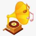 老式音乐机png免抠素材_新图网 https://ixintu.com 唱片机 老式音乐机 音符 黄色