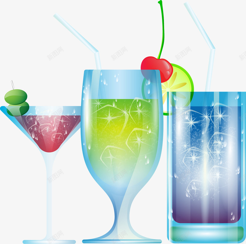 手绘鸡尾酒矢量图ai免抠素材_新图网 https://ixintu.com 手绘 果汁 饮料 鸡尾酒 矢量图