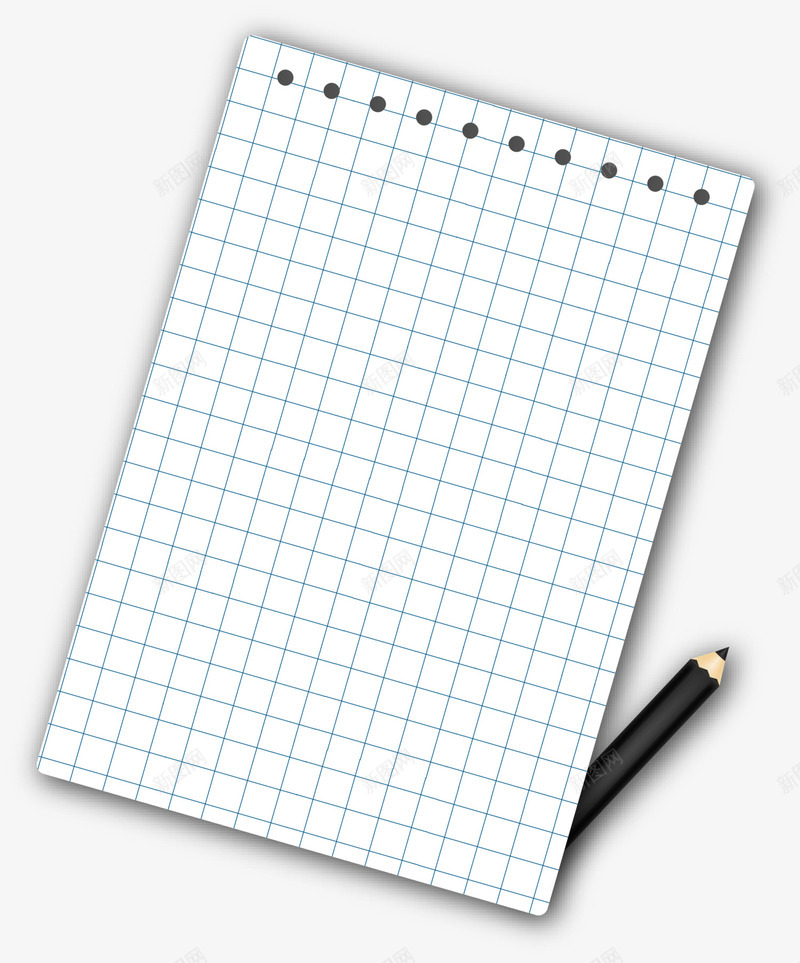 开学季白色记事本纸张png免抠素材_新图网 https://ixintu.com 开学季 格子纸张 白色纸张 蓝色格子 记事本纸张 黑色铅笔